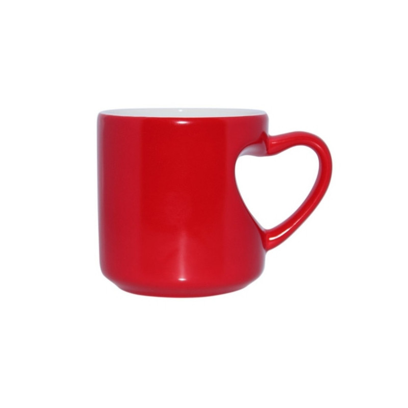 Taza mágica roja, asa corazón